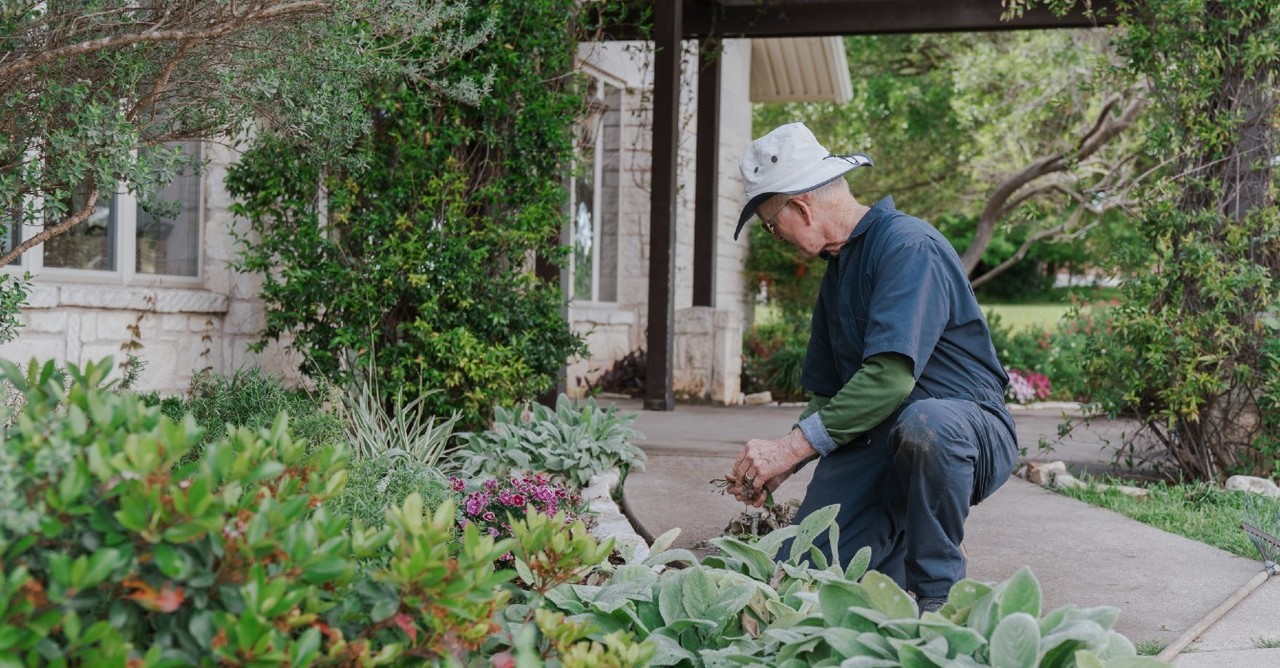 A DaySpring Baptist Church member does yardwork