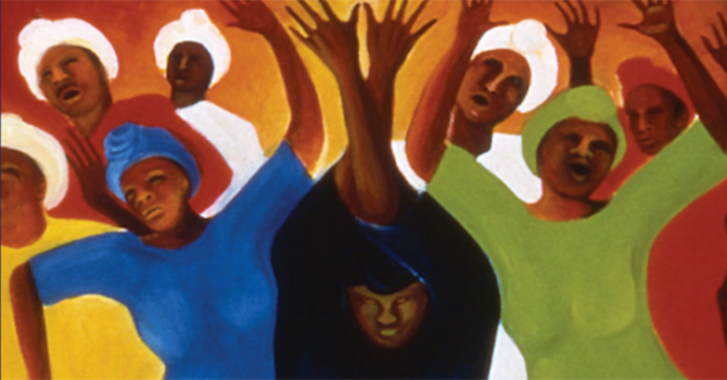 Dr. David Goatley being installed as president of Fuller Theological Seminary in January 2023 Illustrated image of women singing spirituals