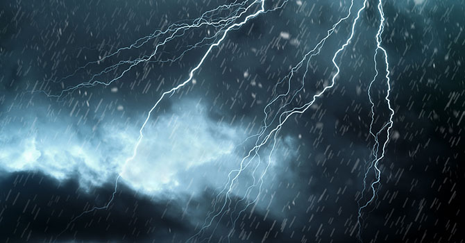 Stormy sky with lightening