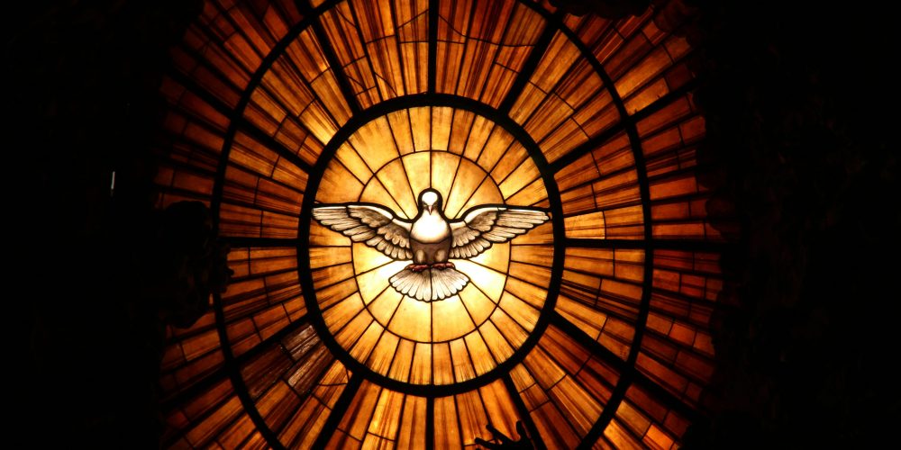 Dove stained-glass window, representing the Holy Spirit