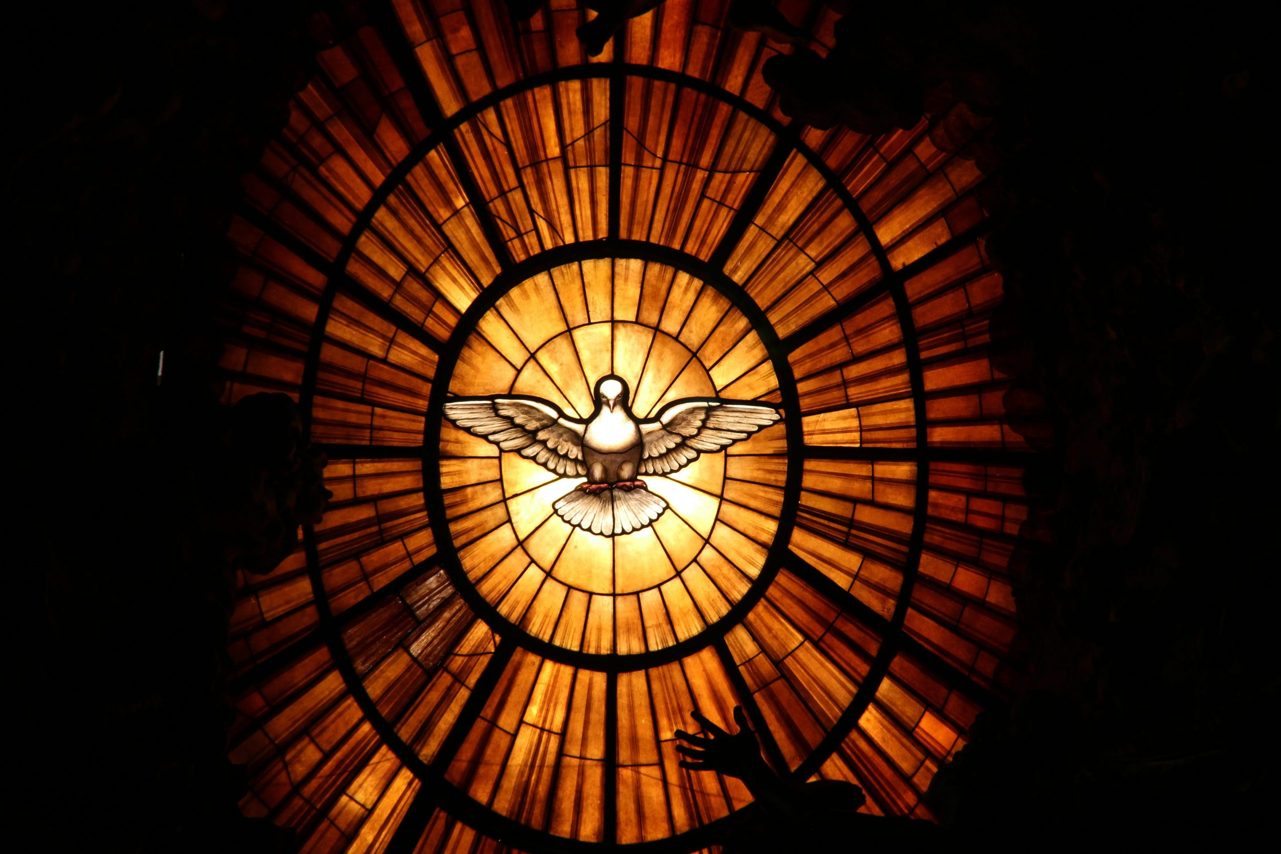 Dove stained-glass window, representing the Holy Spirit
