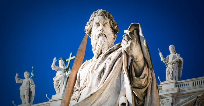 Statue of St. Paul near St. Peter's Basilica in Vatican City.