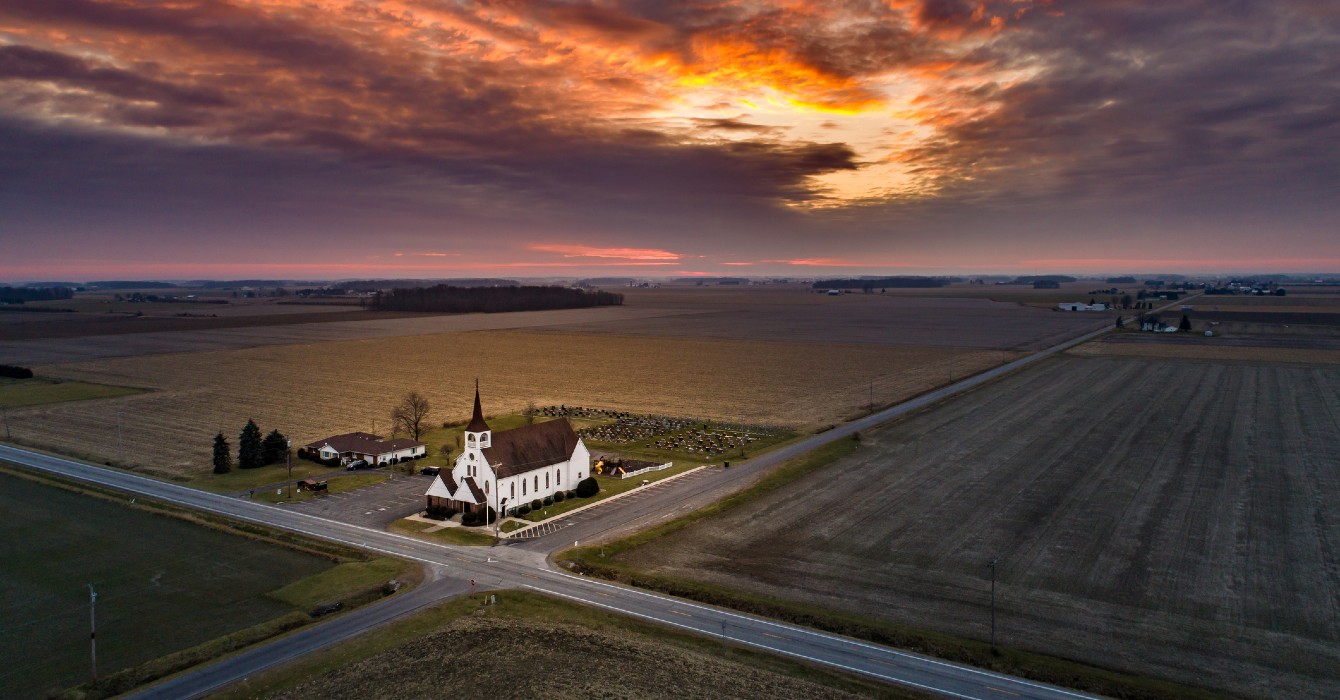 image of church in a rural area